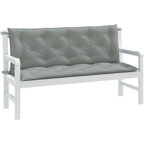 Coussins de banc de jardin lot de 2 gris clair mélangé tissu vidaXL