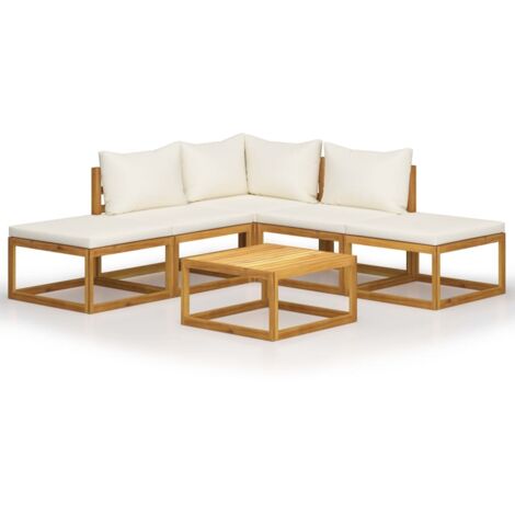 Salon de jardin 6 pcs avec coussins Bois d'acacia solide vidaXL (1/10)