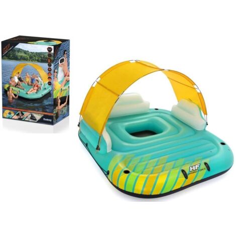 Bestway – Île de piscine gonflable 5 personnes – Dimensions 291x265x83cm – Capacité 450kg – Vinyle avec pare-soleil amovible et porte-gobelets (1/5)