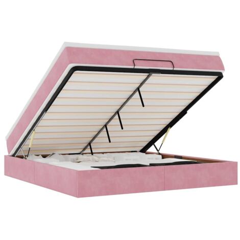 Cadre de lit ottoman avec matelas rose 160x200 cm velours vidaXL (1/5)
