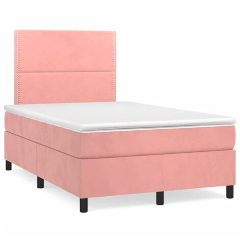 vidaXL Sommier à lattes de lit avec matelas rose 120x190 cm velours (1/5)