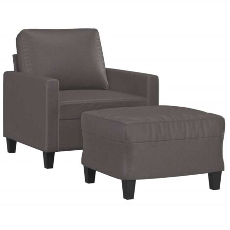 Fauteuil avec repose-pied Gris 60 cm Similicuir vidaXL (1/5)
