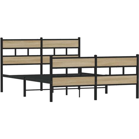 Cadre de lit en métal sans matelas chêne sonoma 140x190 cm vidaXL (1/5)