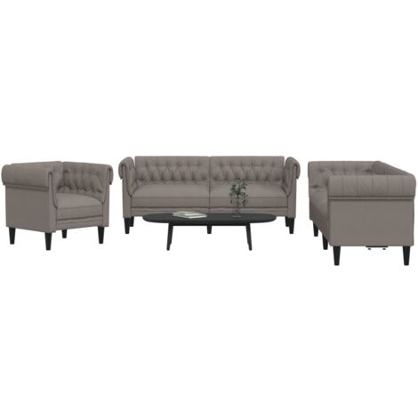Vidaxl – Ensemble de canapés 3 pièces taupe tissu – Canapé droit 2 places 182,5 x 74,5 x 74,5 cm – Canapé 3 places 201,5 x 74,5 x 74,5 cm – Matériau : tissu 100 % polyester (1/5)