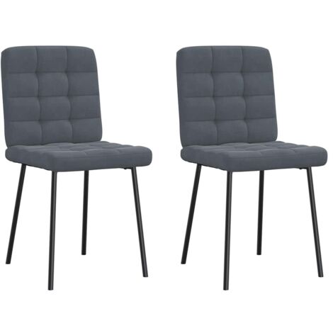 vidaXL Chaises à manger lot de 2 Gris foncé Velours (1/5)