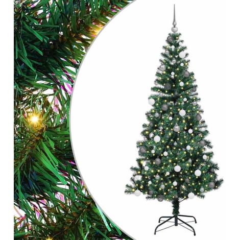 Sapin de Noël artificiel pré-éclairé Vert 210 cm PVC et métal vidaXL (1/5)