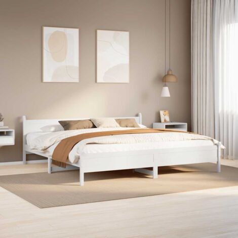 Cadre de lit sans matelas blanc 200x200 cm bois massif de pin vidaXL (1/5)