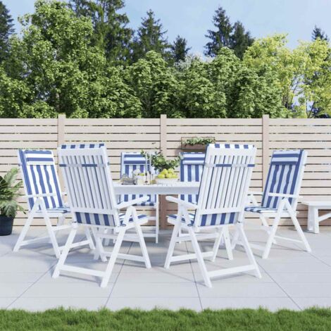 Coussins de chaise à dossier haut lot de 6 rayures bleu/blanc vidaXL (1/5)