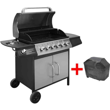 Vidaxl – Barbecue à gaz 6 brûleurs avec zone de cuisson latérale – 12 kW – Thermomètre intégré – Bac à graisse amovible – Housse incluse (1/5)