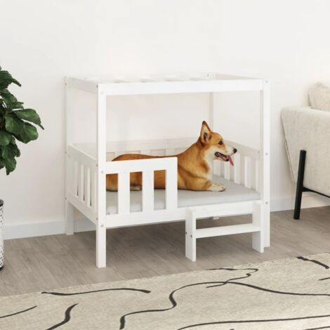Lit pour chien Blanc 95,5x73,5x90 cm Bois de pin solide vidaXL