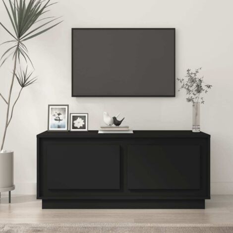 Vidaxl – Table basse fixe noire 102x50x44 cm – Bois d'ingénierie – 2 compartiments de rangement – Facile à nettoyer avec chiffon humide (1/5)