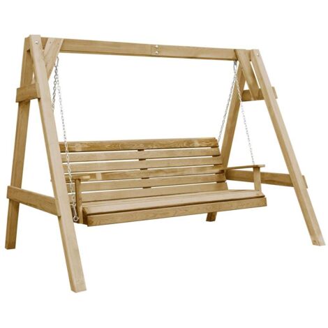 Vidaxl – Balancelle de jardin en bois de pin imprégné 205x150x157 cm – Résistante aux intempéries – Cadre robuste pour extérieur