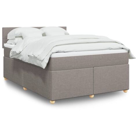 vidaXL Sommier à lattes de lit avec matelas Taupe 160x200 cm Tissu (1/5)