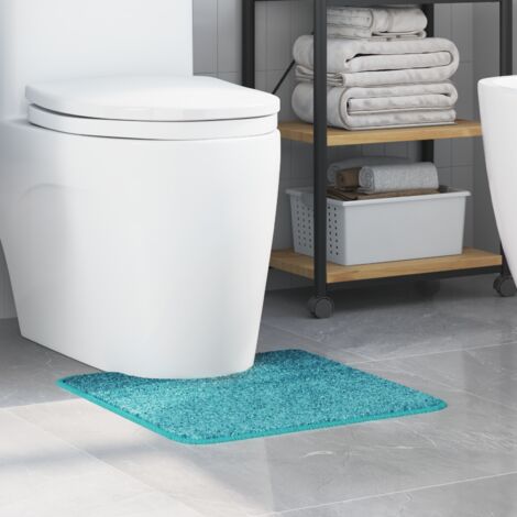 Tapis de bain antidérapant avec découpe pour toilette Turquoise vidaXL (1/5)