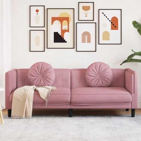 Vidaxl – Canapé droit 3 places rose velours – Dimensions 193,5 x 77 x 70 cm – Coussins rembourrés pour confort optimal – Assemblage requis - vidaXL803990 (1/5)