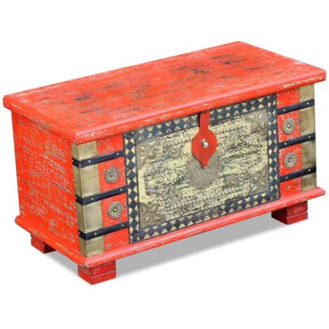 Coffre de rangement Bois de manguier rouge 80 x 40 x 45 cm vidaXL (1/5)