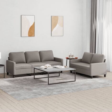 vidaXL Ensemble de canapés 2 pcs avec coussins Taupe Tissu (1/5)