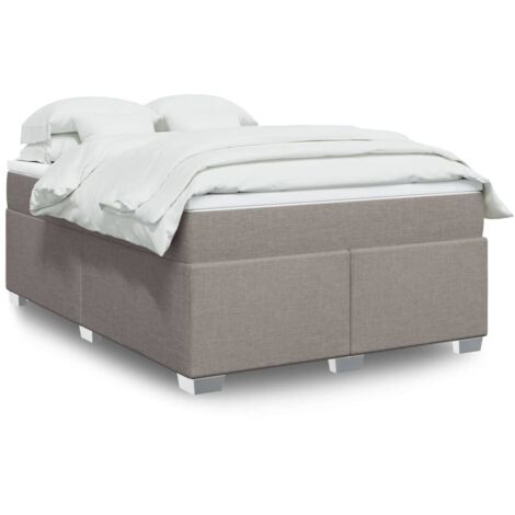 vidaXL Sommier à lattes de lit avec matelas Taupe 160x200 cm Tissu (1/5)