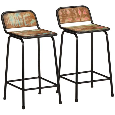 vidaXL Tabourets de bar lot de 2 46x35,5x80cm bois massif récupération