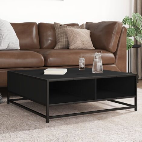 vidaXL Table basse noir 80x80x30 cm bois d'ingénierie et métal (1/5)