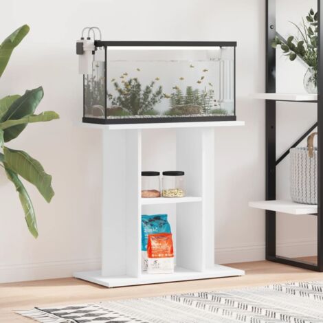 Vidaxl – Support pour aquarium blanc 60x30x60 cm – Bois d'ingénierie durable – Base solide pour aquariums – Rangement pratique avec 3 niveaux