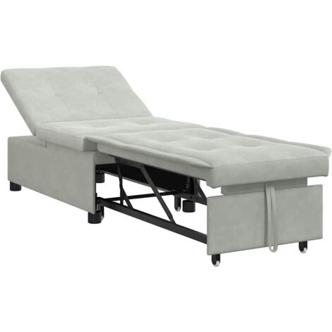 Vidaxl – Canapé convertible 3-en-1 en velours gris clair – Dimensions 194 x 67 x 82 cm – Design moderne pour petits espaces – Poids maximal 110 kg (1/5)