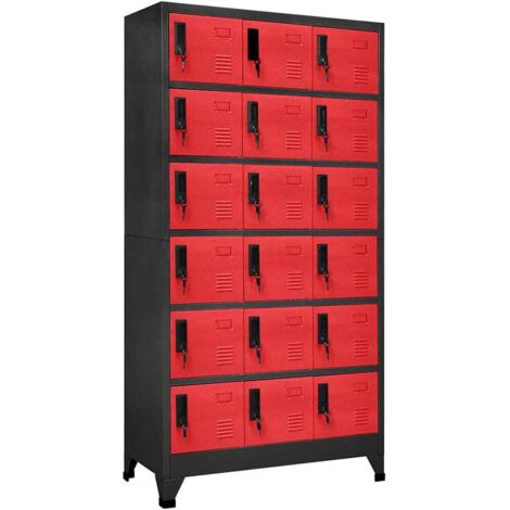 Armoire à casiers Anthracite et rouge 90x40x180 cm Acier vidaXL (1/5)