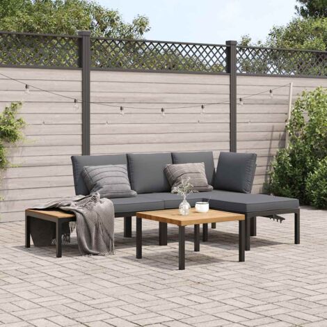 vidaXL Salon de jardin 4 pcs avec coussins noir aluminium (1/5)