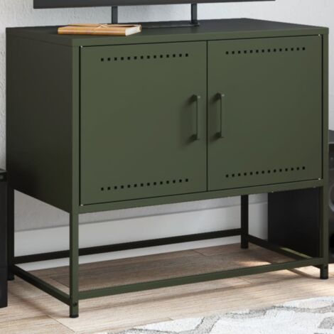 Meuble TV vert olive 68,5x39x60,5 cm acier vidaXL567257 (1/6)
