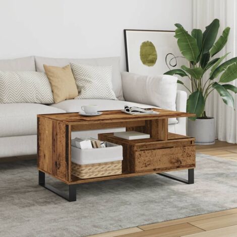 vidaXL Table basse vieux bois 90x49x45 cm bois d'ingénierie (1/5)