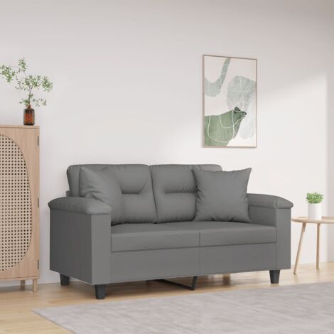 Canapé 2 places avec oreillers gris foncé 120 cm vidaXL (1/5)