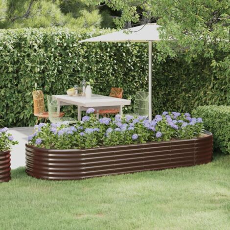 vidaXL Lit surélevé de jardin Acier enduit de poudre marron (1/5)