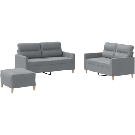 vidaXL Ensemble de canapés 3 pcs avec coussins Gris clair Tissu (1/5)