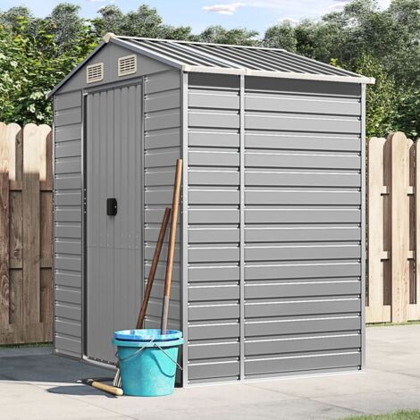 Vidaxl – Abri de jardin métal gris clair 191x130x198 cm – Acier galvanisé résistant à la rouille – 4 bouches d'aération pour ventilation optimale (1/5)