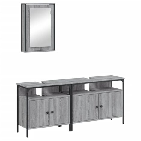 vidaXL Ensemble de meubles de salle de bain 3 pcs Sonoma gris (1/5)