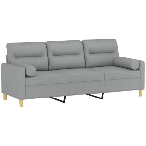vidaXL Canapé 3 places avec oreillers gris clair 180 cm tissu (1/5)
