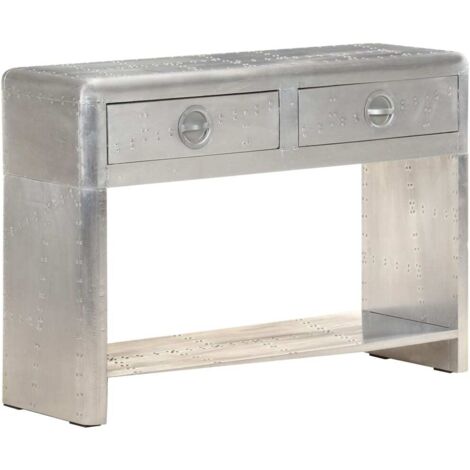 Vidaxl – Buffet de style aviation 110x35x75 cm – Métal robuste avec vis apparentes – 2 tiroirs et étagère pour rangement organisé (1/6)