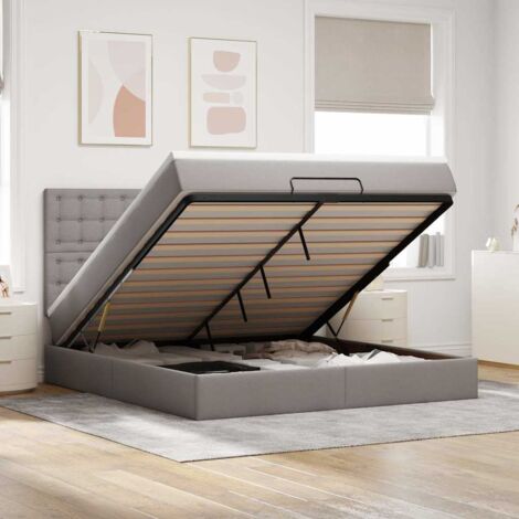 VidaXL Cadre de lit ottoman avec matelas taupe 160x200 cm tissu (1/5)