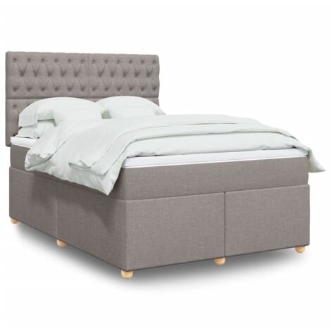 vidaXL Sommier à lattes de lit avec matelas Taupe 160x200 cm Tissu (1/5)