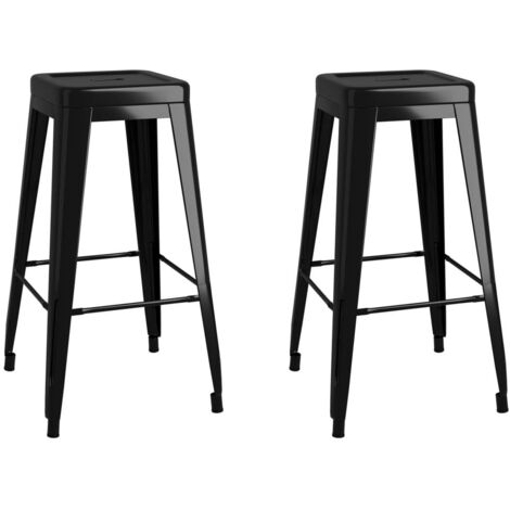 Tabourets de bar empilables lot de 2 noir métal vidaXL (1/7)