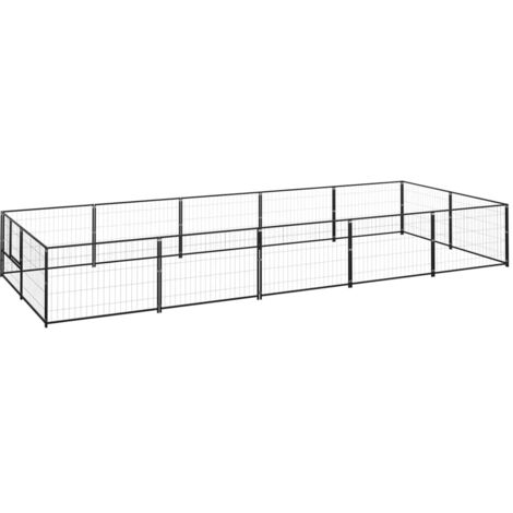 Chenil pour chien, Enclos pour chiens Extérieur Intérieur Noir 10 m2 Acier vidaXL (1/5)