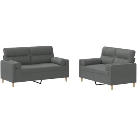 Ensemble de canapés 2 pcs coussins gris foncé tissu vidaXL (1/5)