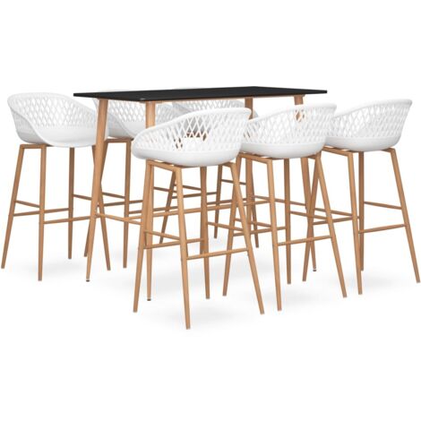 vidaXL Ensemble de bar 7 pcs Noir et blanc