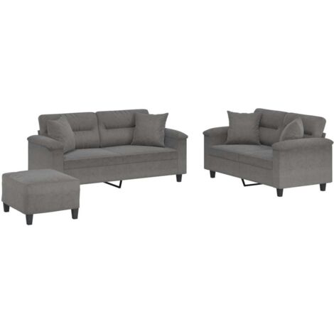 Ensemble de canapés 3 pcs coussins Gris foncé Tissu microfibre vidaXL (1/5)
