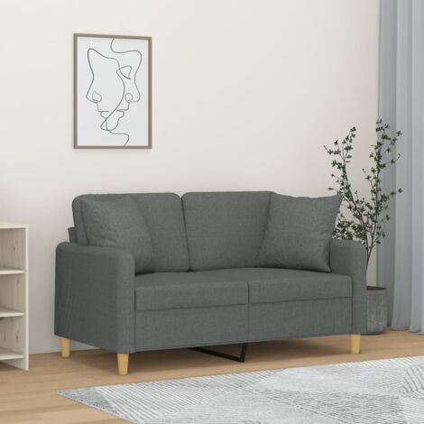 Canapé 2 places avec oreillers gris foncé 120 cm tissu vidaXL (1/5)