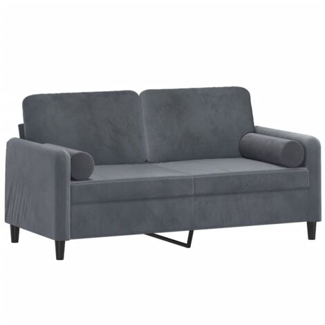 Canapé 2 places avec oreillers gris foncé 140 cm velours vidaXL (1/5)