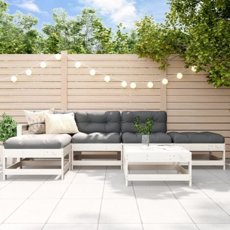 vidaXL Salon de jardin 6 pcs Blanc Bois de pin massif (1/5)
