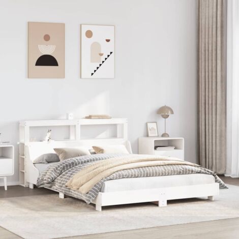 Cadre de lit sans matelas blanc 120x190 cm bois de pin massif vidaXL (1/5)