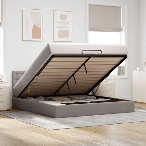 VidaXL Cadre de lit ottoman avec matelas taupe 160x200 cm tissu (1/5)