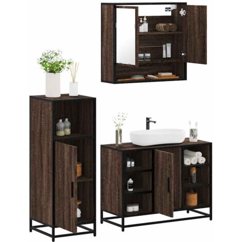 vidaXL Ensemble de meubles de salle de bain 3 pcs Chêne marron (1/5)